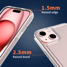 Load image into Gallery viewer, Apple iPhone 15 Clear Hybrid Slim Hard Back TPU Case Chrome Buttons
