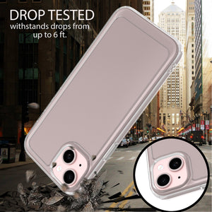 Apple iPhone 15 Clear Hybrid Slim Hard Back TPU Case Chrome Buttons