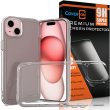 Load image into Gallery viewer, Apple iPhone 15 Clear Hybrid Slim Hard Back TPU Case Chrome Buttons
