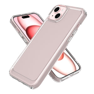 Apple iPhone 15 Clear Hybrid Slim Hard Back TPU Case Chrome Buttons