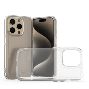 Apple iPhone 15 Pro Clear Hybrid Slim Hard Back TPU Case Chrome Buttons