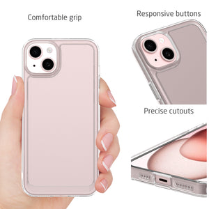 Apple iPhone 15 Plus Phone Case Clear Hybrid Slim Hard Back TPU Case Chrome Buttons