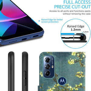 Motorola Moto G Power 5G 2023 Wallet Case RFID Blocking Leather Folio Phone Pouch