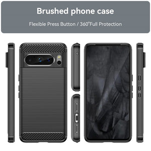 Google Pixel 8 Pro Phone Case Slim TPU Phone Cover w/ Carbon Fiber