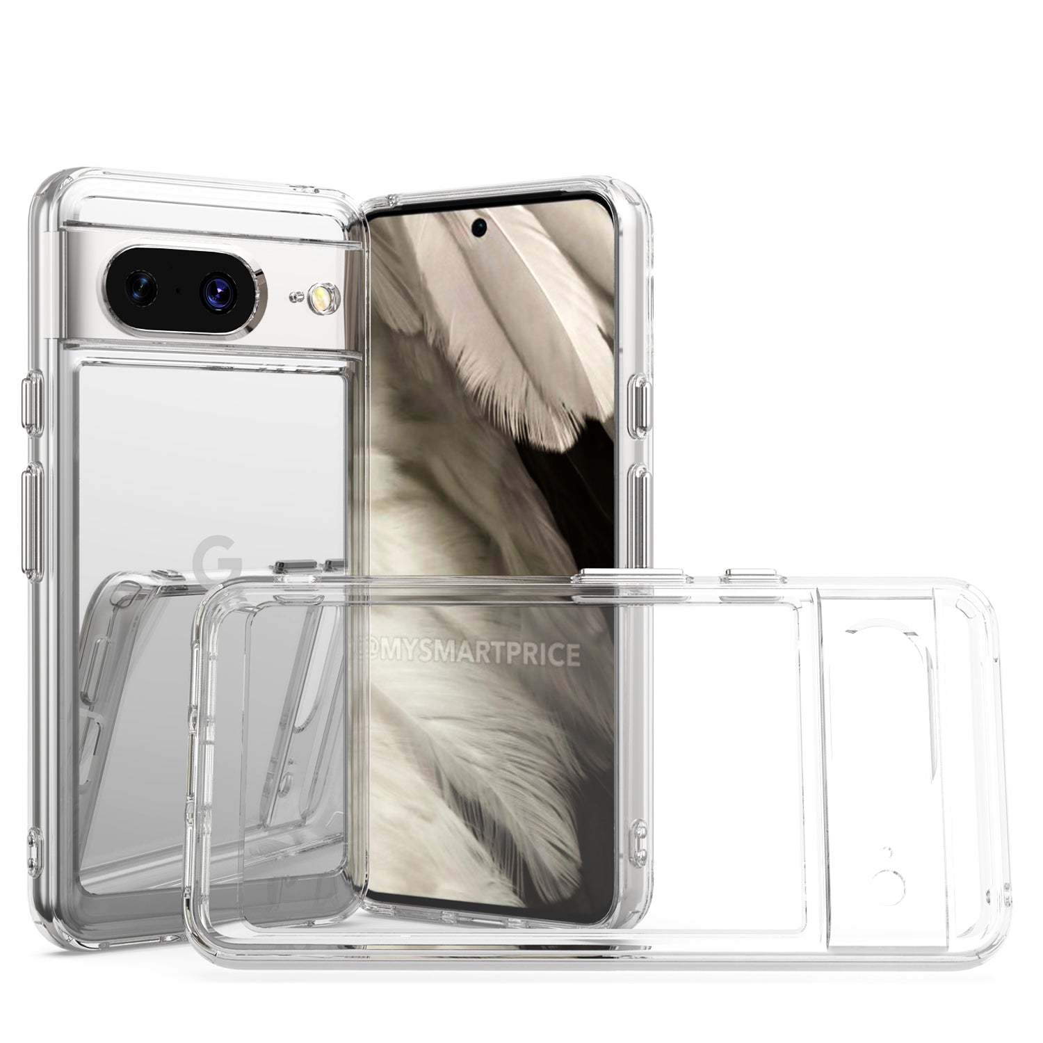 REY Cover in Gel TPU Trasparente per Google Pixel 8, Ultra Sottile 0,33 mm, Morbido Flessibile, Custodia Silicone