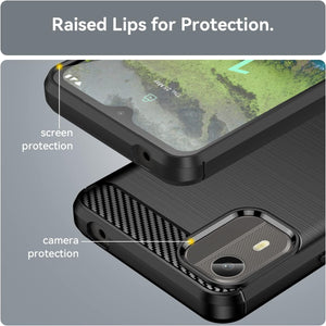 Nokia C12 / Nokia C12 Pro Case Slim TPU Phone Cover w/ Carbon Fiber