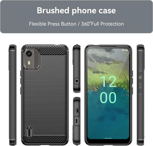 Nokia C12 / Nokia C12 Pro Case Slim TPU Phone Cover w/ Carbon Fiber