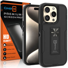 Load image into Gallery viewer, Apple iPhone 15 Pro Max Case Heavy Duty Rugged Phone Cover w/ Kickstand
