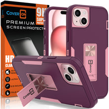 Load image into Gallery viewer, Apple iPhone 15 Case Heavy Duty Rugged Phone Cover w/ Kickstand

