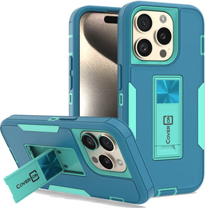 Apple iPhone 15 Pro Max Case Heavy Duty Rugged Phone Cover w/ Kickstand