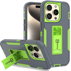 Apple iPhone 15 Pro Max Case Heavy Duty Rugged Phone Cover w/ Kickstand