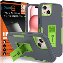 Load image into Gallery viewer, Apple iPhone 15 Case Heavy Duty Rugged Phone Cover w/ Kickstand
