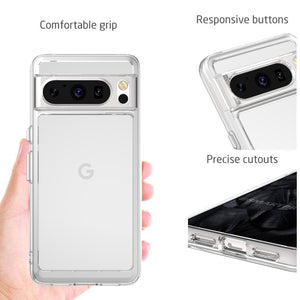 Google Pixel 8 Pro Phone Case Clear Hybrid Slim Hard Back TPU Chrome Buttons