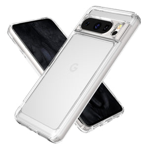 Google Pixel 8 Pro Phone Case Clear Hybrid Slim Hard Back TPU Chrome Buttons
