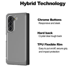 Samsung Galaxy Z Fold 5/Fold5 Clear Hybrid Slim Hard Back TPU Case Chrome Buttons