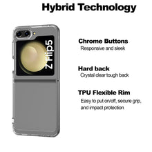 Load image into Gallery viewer, Samsung Galaxy Z Flip 5/Flip5 Clear Hybrid Slim Hard Back TPU Case Chrome Buttons
