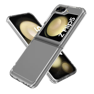 Samsung Galaxy Z Flip 5/Flip5 Clear Hybrid Slim Hard Back TPU Case Chrome Buttons