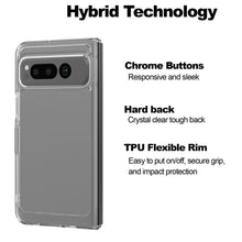 Load image into Gallery viewer, Goolge Pixel Fold Clear Hybrid Slim Hard Back TPU Case Chrome Buttons
