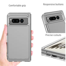 Load image into Gallery viewer, Goolge Pixel Fold Clear Hybrid Slim Hard Back TPU Case Chrome Buttons
