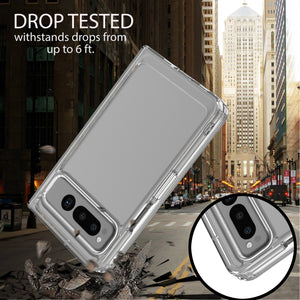 Goolge Pixel Fold Clear Hybrid Slim Hard Back TPU Case Chrome Buttons