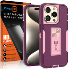 Load image into Gallery viewer, Apple iPhone 15 Pro Case Heavy Duty Rugged Phone Cover w/ Kickstand
