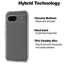 Load image into Gallery viewer, Google Pixel 8a Clear Hybrid Slim Hard Back TPU Case Chrome Buttons
