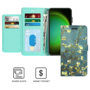 Samsung Galaxy S24 Wallet Case RFID Blocking Leather Folio Phone Pouch