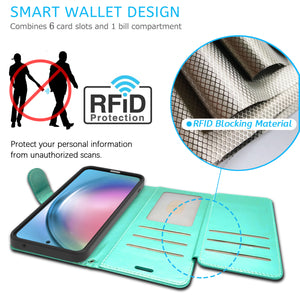 Samsung Galaxy A55 5G Wallet Case RFID Blocking Leather Folio Phone Pouch