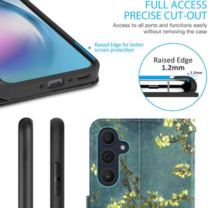 Samsung Galaxy A55 5G Wallet Case RFID Blocking Leather Folio Phone Pouch