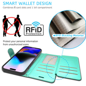 Apple iPhone 16 PRO Wallet Case RFID Blocking Leather Folio Phone Pouch (Copy)