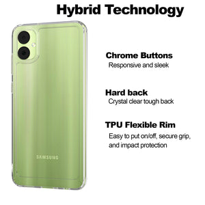 Samsung Galaxy A05 (SM-A055F) Clear Hybrid Slim Hard Back TPU Case Chrome Buttons