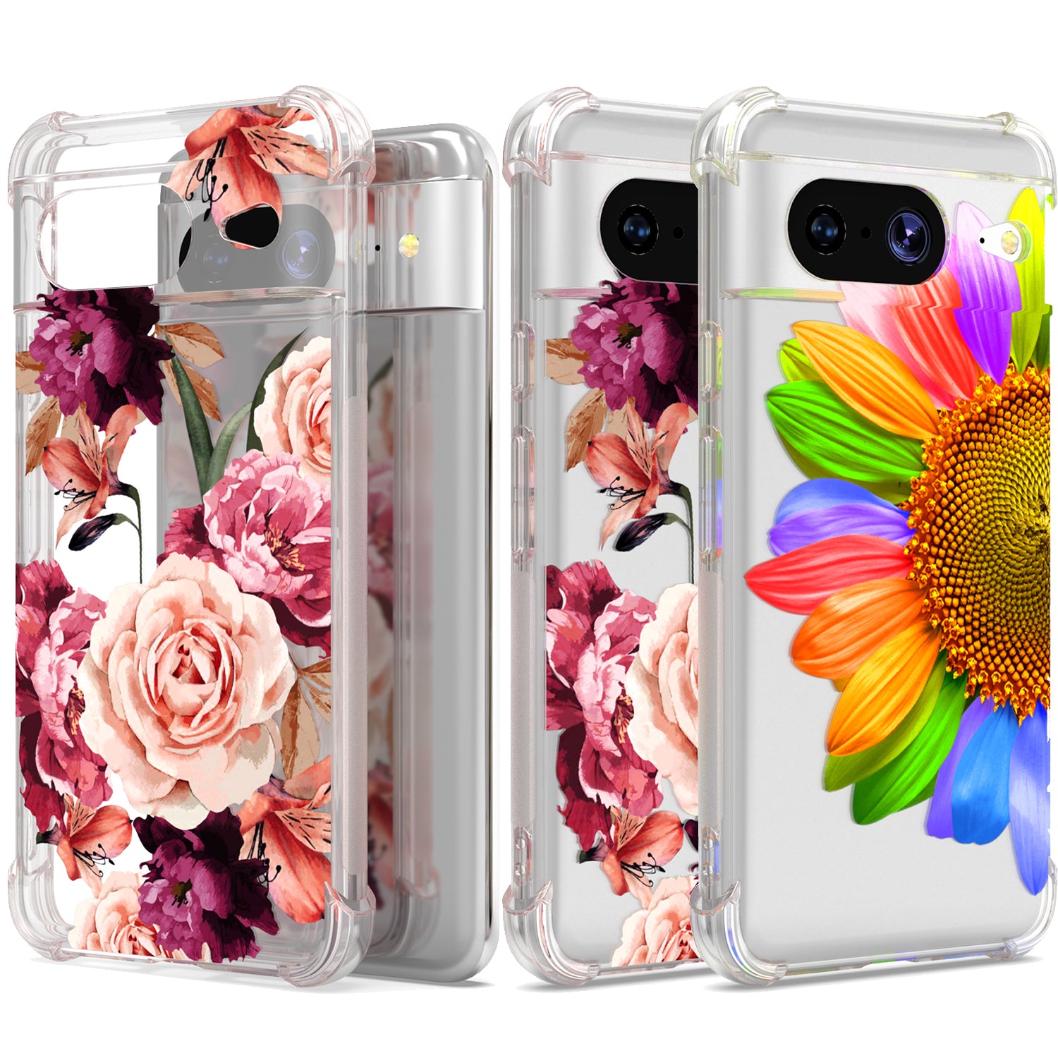 Fiori Telefono Cover per Google Pixel 8 Pro Cases ,Custodia per Girls Fiori Custodia Google Pixel 8 Pro PU Cuoio Portafoglio Custodia Libro Floreale Copertura Flip Wallet Case per Google Pixel 8
