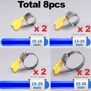 Stainless Steel Hose Clamps - 8 Pack Adjustable Worm Gear Drive Hose Clamp with Easy Key-Type Plastic Handle 4 size