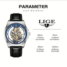 Load image into Gallery viewer, Skeleton Watches For Men, Quartz Men&#39;s Watch Leather Strap w/ Diamond 3ATM

