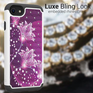 Apple iPhone SE 2022 / iPhone SE 2020 / iPhone 8 / iPhone 7 Case - Rhinestone Bling Hybrid Phone Cover - Aurora Series
