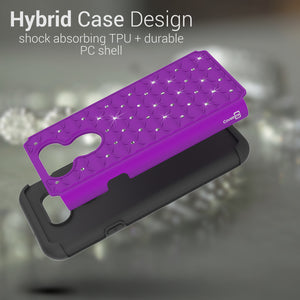 LG Tribute Monarch / Risio 4 / K8x Case - Rhinestone Bling Hybrid Phone Cover - Aurora Series