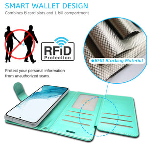 Samsung Galaxy S23 Wallet Case RFID Blocking Leather Folio Phone Pouch