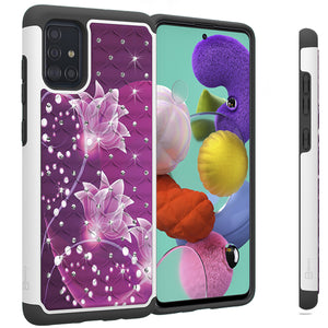 Samsung Galaxy A71 Case - Rhinestone Bling Hybrid Phone Cover - Aurora Series