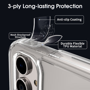 Samsung Galaxy A54 5G Clear Hybrid Slim Hard Back TPU Case Chrome Buttons