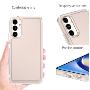 Samsung Galaxy A34 5G Clear Hybrid Slim Hard Back TPU Case Chrome Buttons