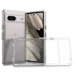 Google Pixel 7a Clear Hybrid Slim Hard Back TPU Case Chrome Buttons