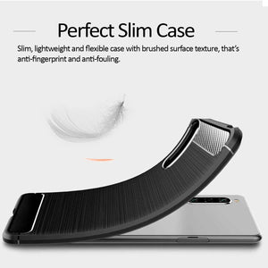 Sony Xperia Ace 2 Slim Soft Flexible Carbon Fiber Brush Metal Style TPU Case