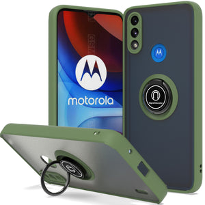 Motorola Moto E7 Power Case - Clear Tinted Metal Ring Phone Cover - Dynamic Series