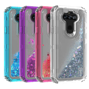 LG Phoenix 5 / Fortune 3 Clear Liquid Glitter Case -  Full Body Tough Military Grade Shockproof Phone Cover