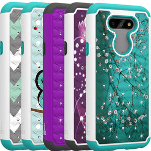 LG Phoenix 5 / Fortune 3 Case - Rhinestone Bling Hybrid Phone Cover - Aurora Series