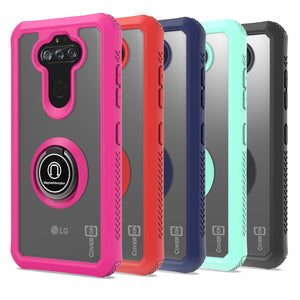 LG Phoenix 5 / Fortune 3 Case - Clear Tinted Metal Ring Phone Cover - Dynamic Series