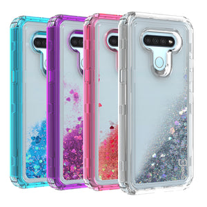 LG Stylo 6 Clear Liquid Glitter Case -  Full Body Tough Military Grade Shockproof Phone Cover