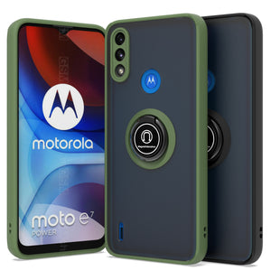Motorola Moto E7 Power Case - Clear Tinted Metal Ring Phone Cover - Dynamic Series