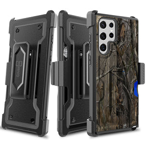 Samsung Galaxy S22+ Plus Case Holster Belt Clip Phone Cover w/ Card Holder & Kick Stand