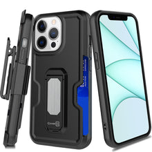 Load image into Gallery viewer, Apple iPhone 14 Pro Max Case Holster Belt Clip Phone Cover w/ Card Holder &amp; Kick Stand
